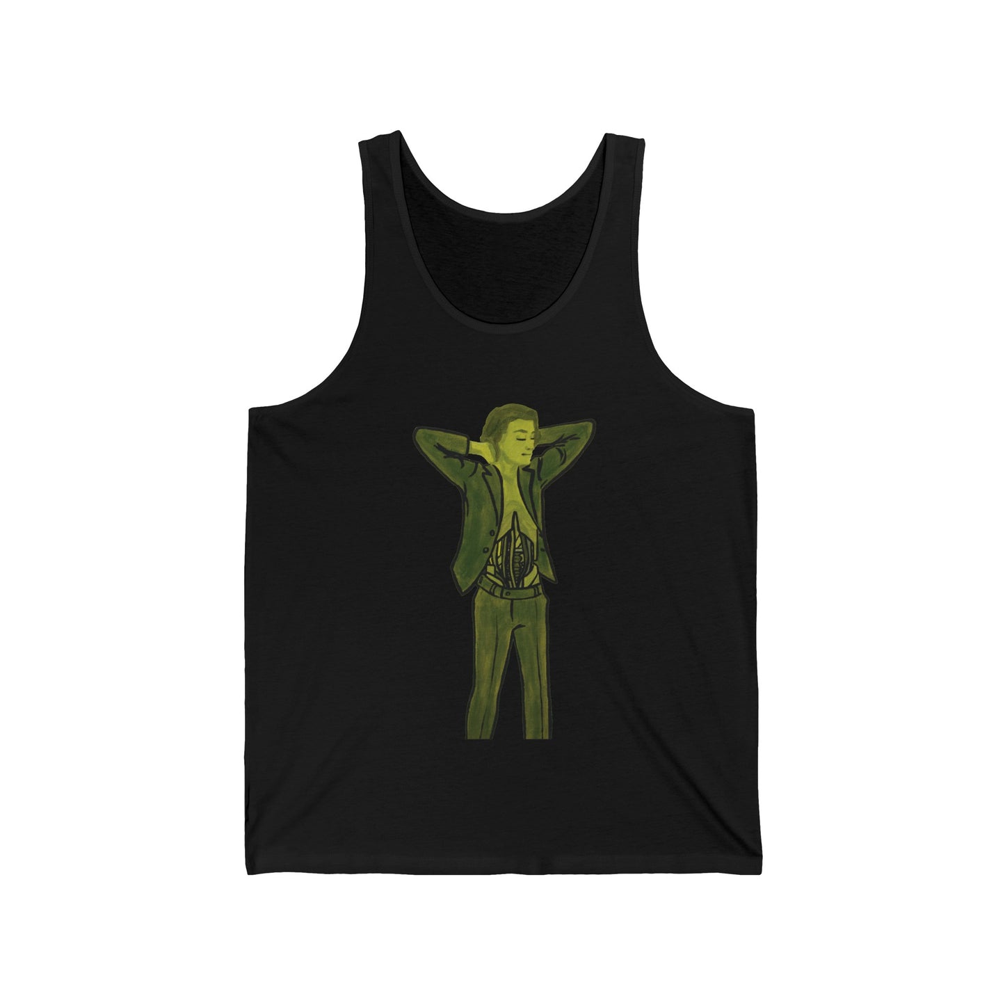 "The MODels" - Green Gold Male MODel - Standalone Figure - Unisex Jersey Tank
