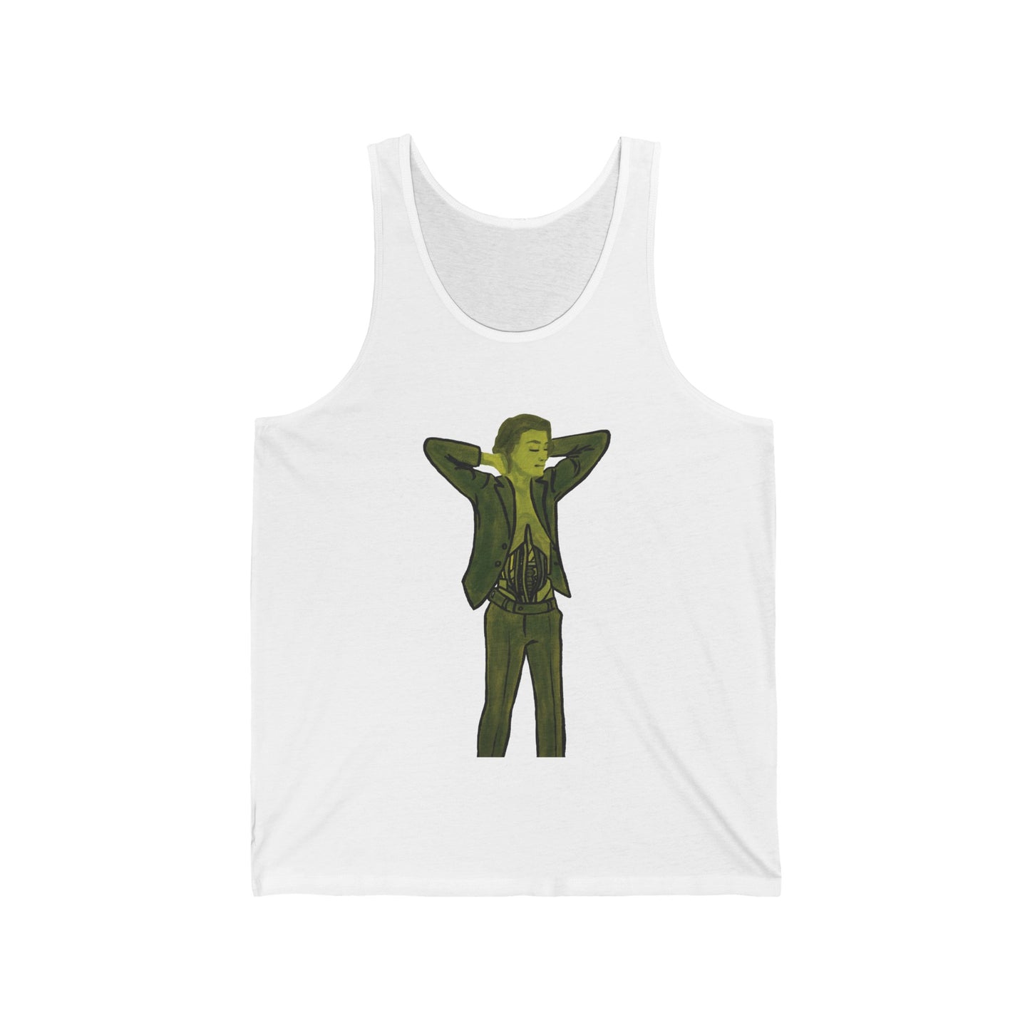 "The MODels" - Green Gold Male MODel - Standalone Figure - Unisex Jersey Tank
