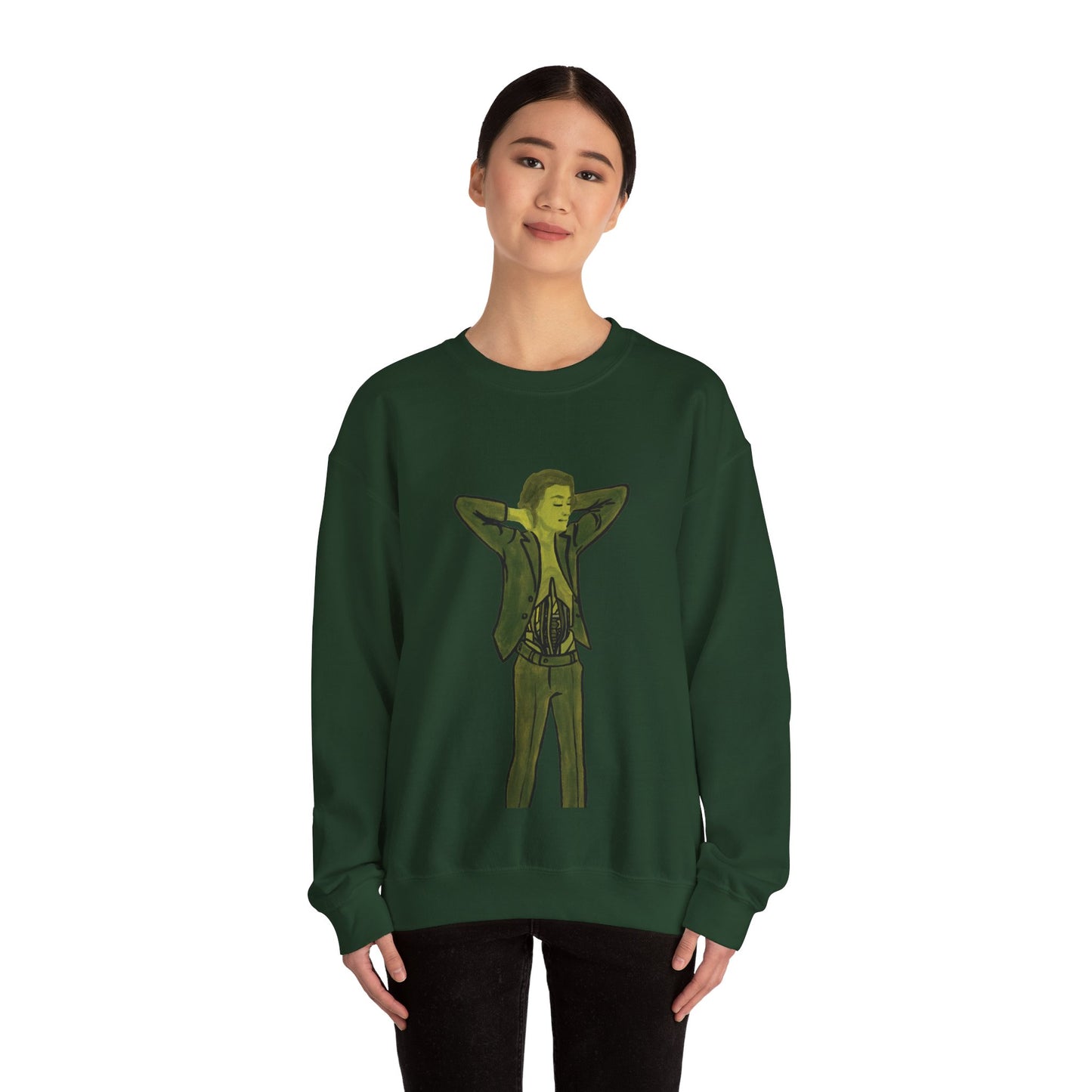 "The MODels" - Green Gold Male MODel - Standalone Figure - Unisex Crewneck Sweatshirt