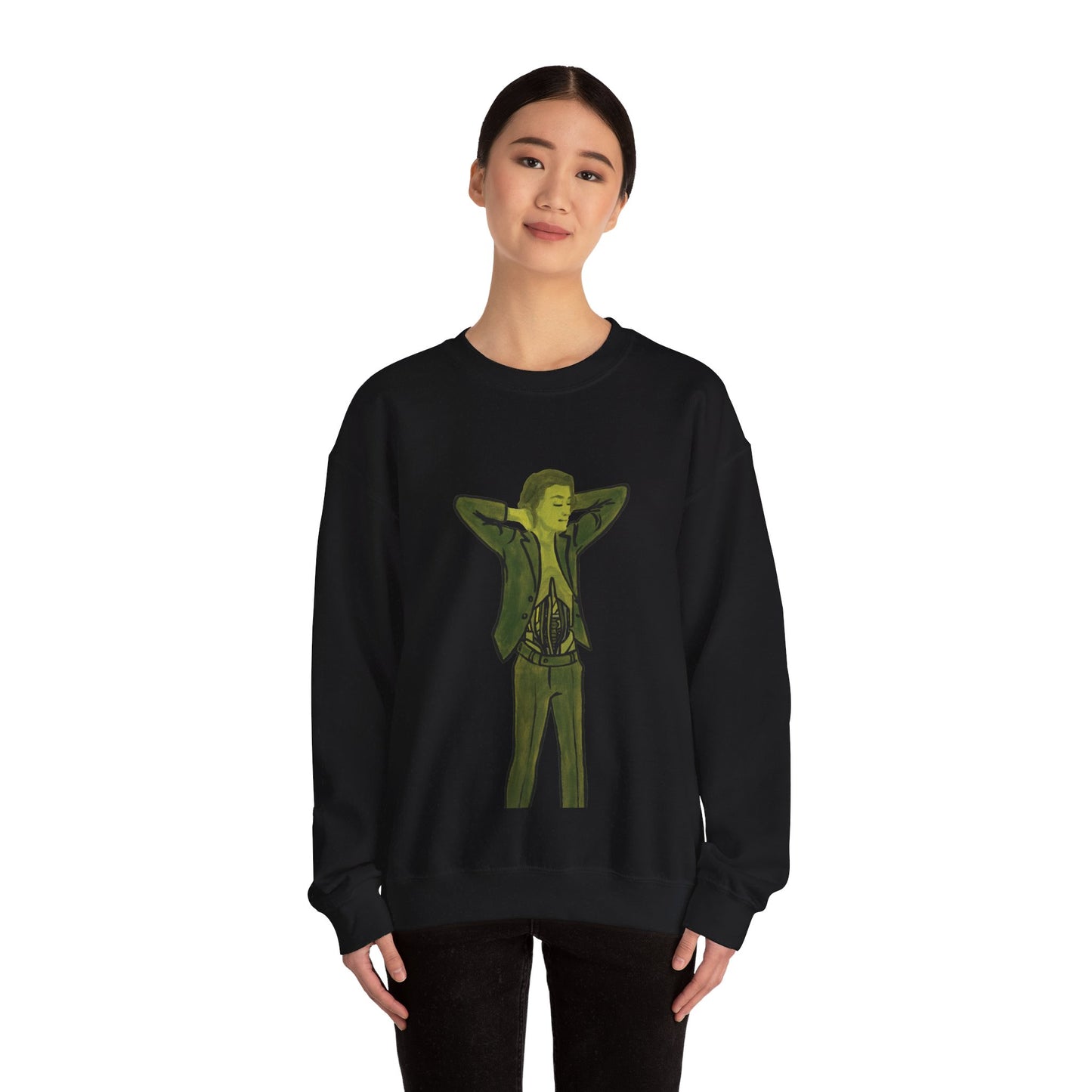 "The MODels" - Green Gold Male MODel - Standalone Figure - Unisex Crewneck Sweatshirt