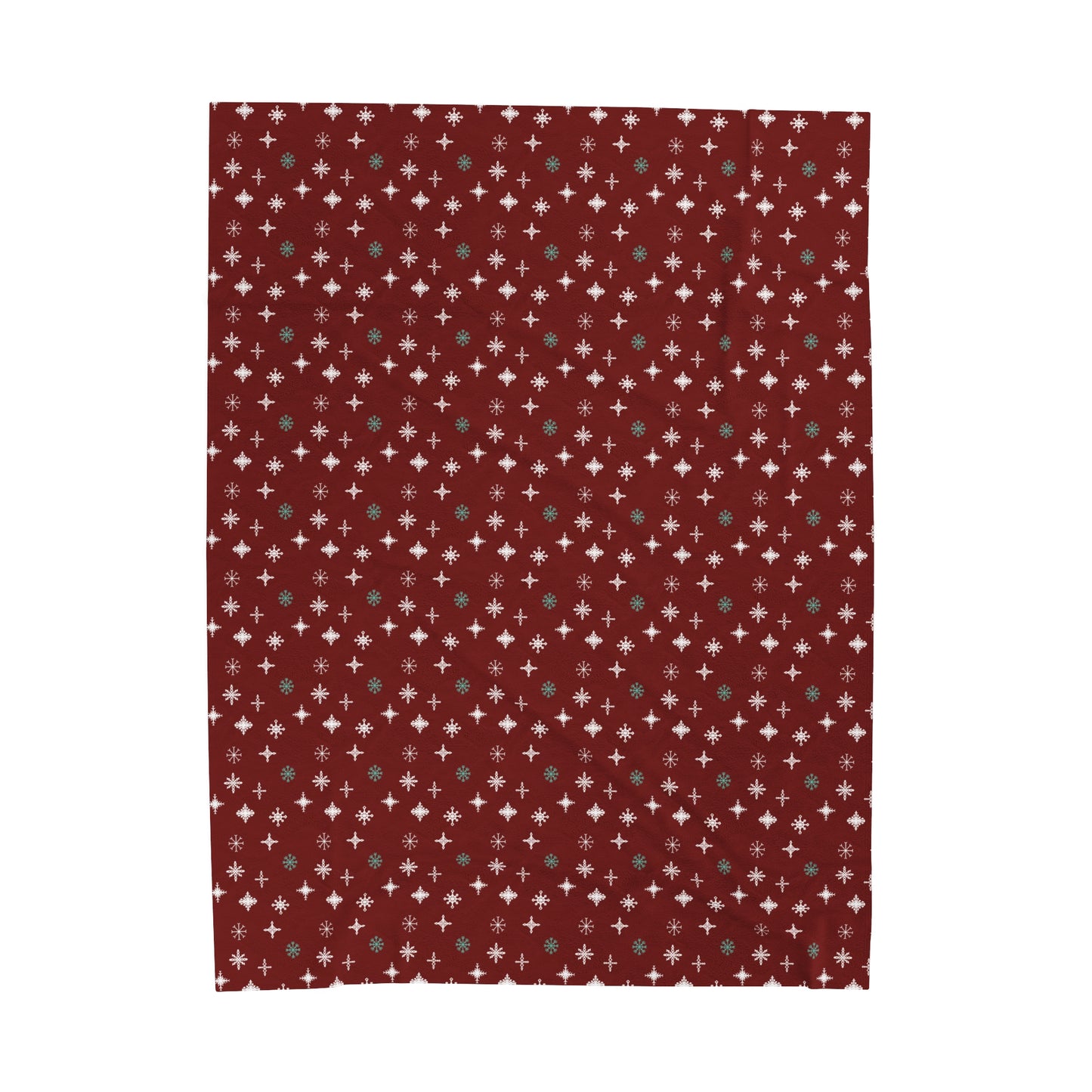 Snowflakes - Deep Red - Velveteen Plush Blanket