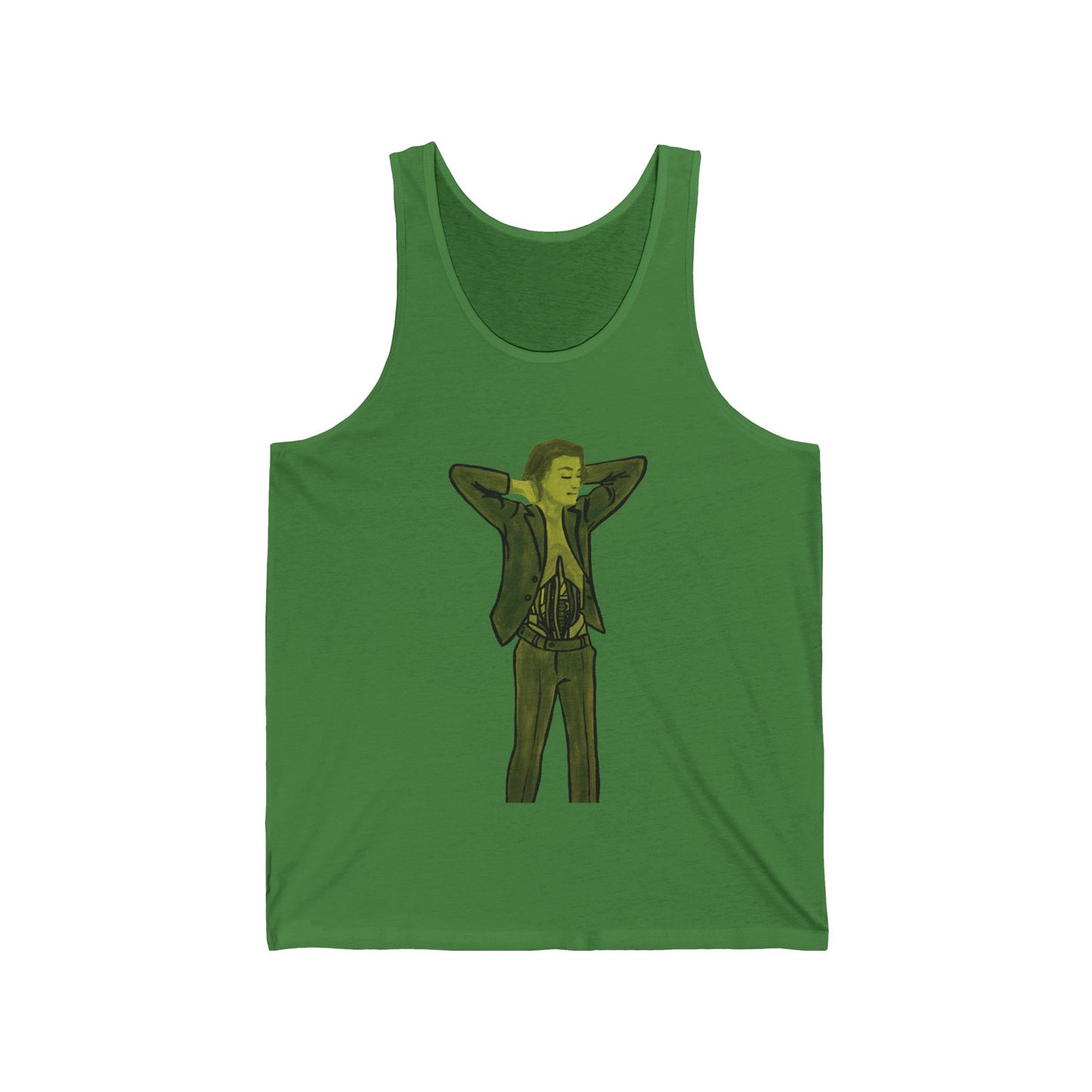 "The MODels" - Green Gold Male MODel - Standalone Figure - Unisex Jersey Tank