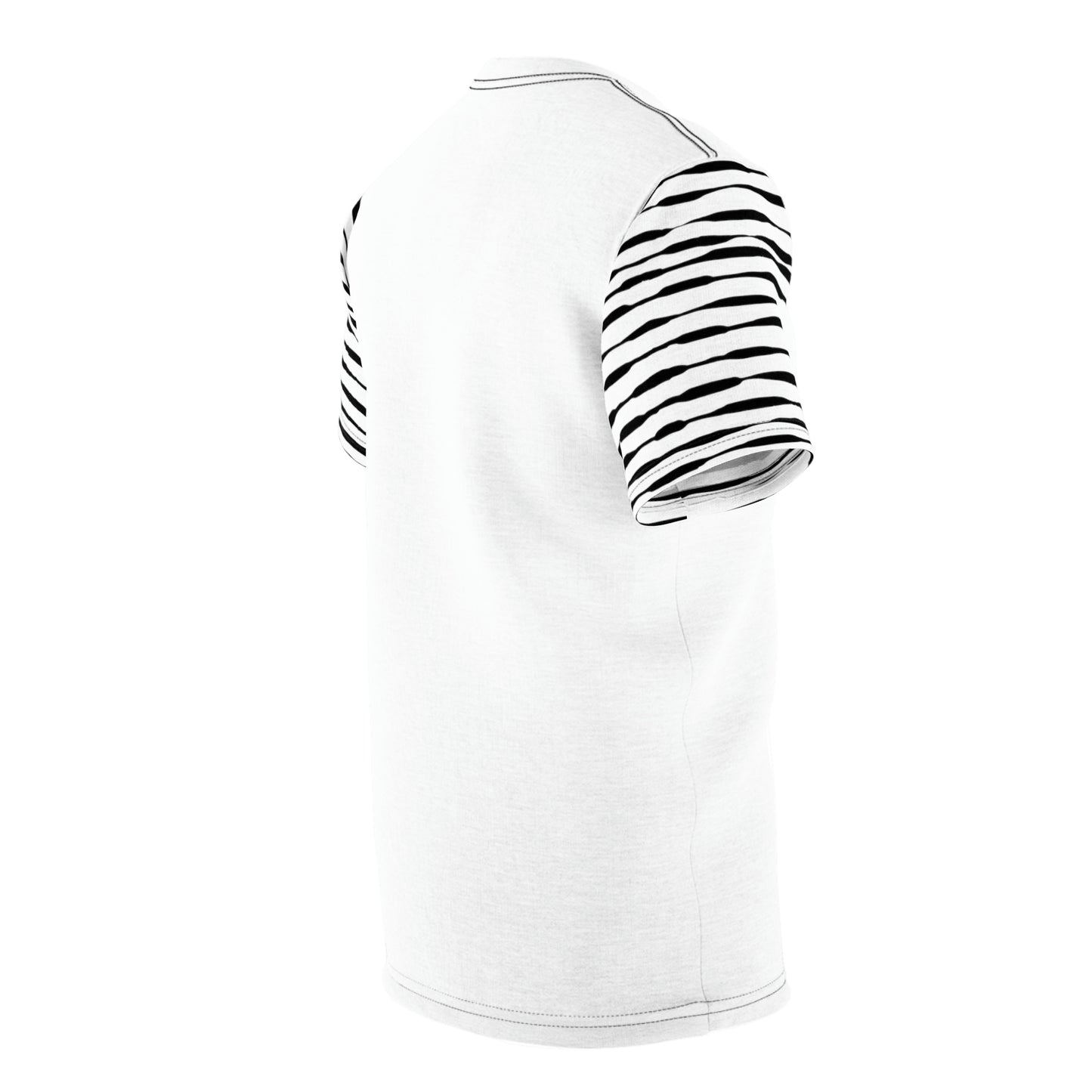 Coin Stack Pattern with LaBell Label - Black on White - Sleeve Coverage - Unisex Cut & Sew Tee