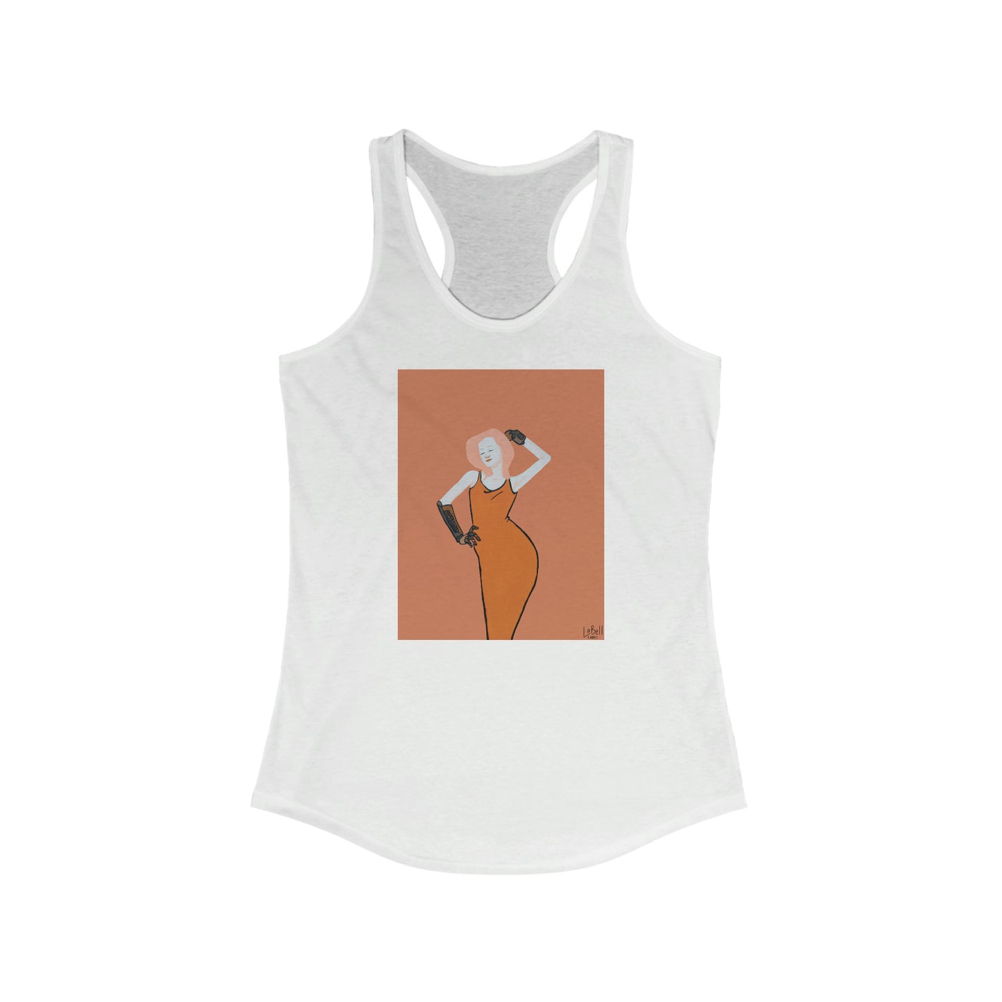 "The MODels" - C.P. Cadmium Orange Female - with Solid Background - Women's Ideal Racerback Tank