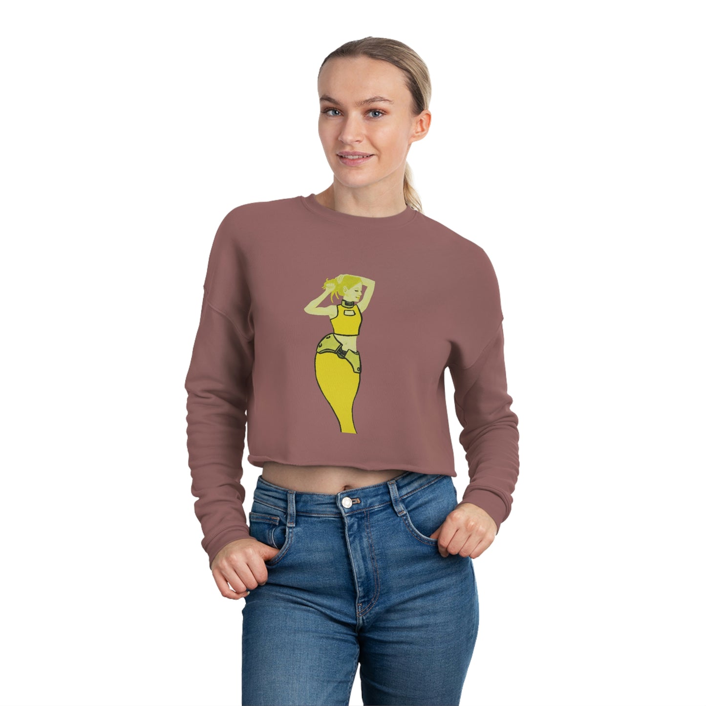 "The MODels" - C.P. Cadmium Yellow Female - Standalone Figure - Women's Cropped Sweatshirt