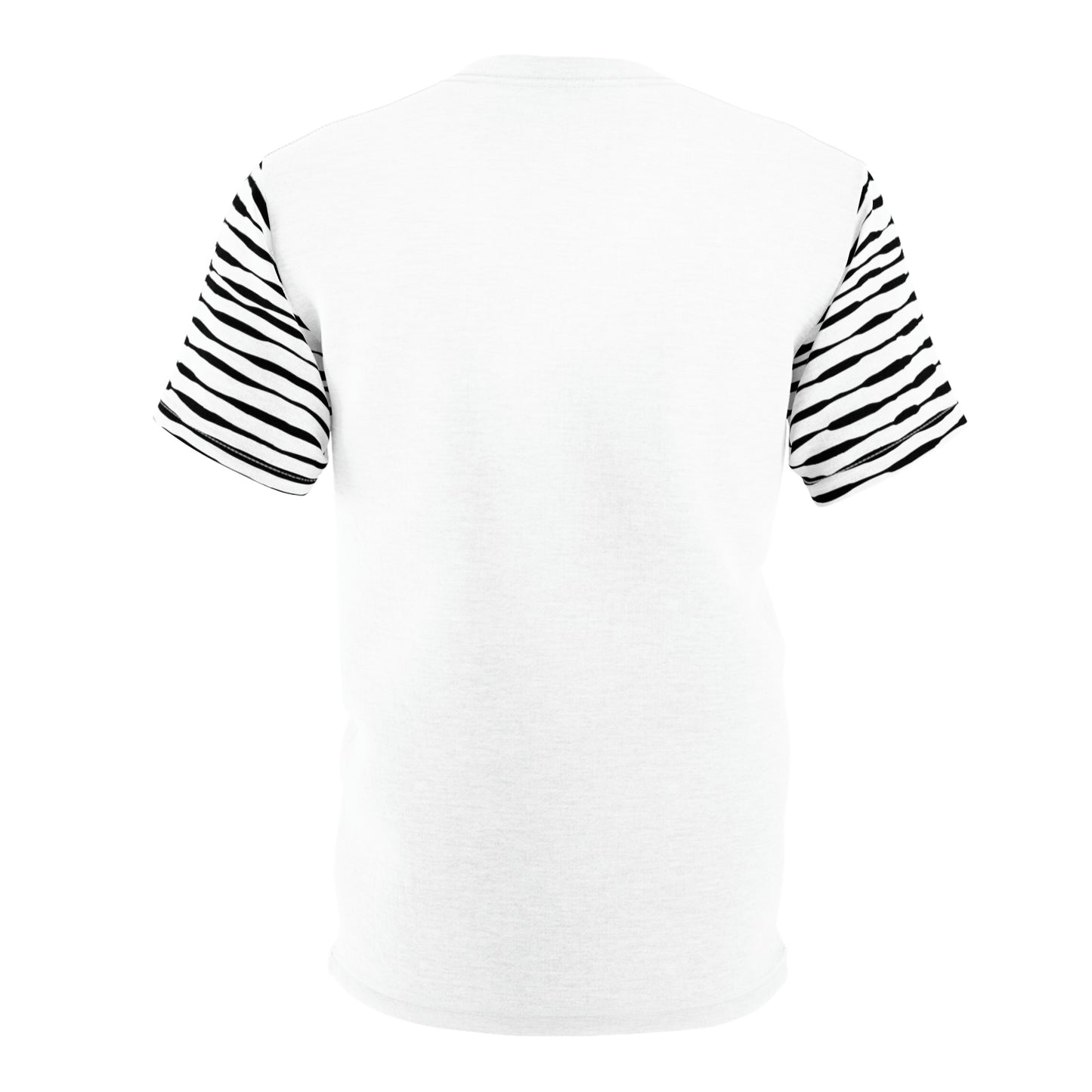 Coin Stack Pattern with LaBell Label - Black on White - Sleeve Coverage - Unisex Cut & Sew Tee
