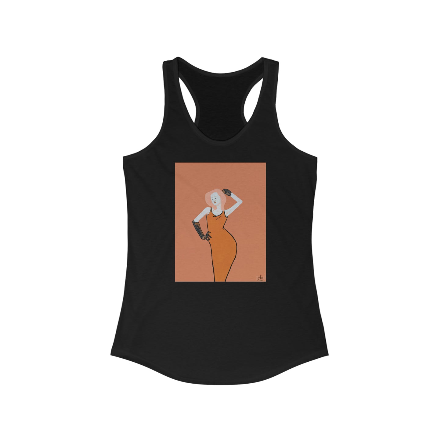 "The MODels" - C.P. Cadmium Orange Female - with Solid Background - Women's Ideal Racerback Tank
