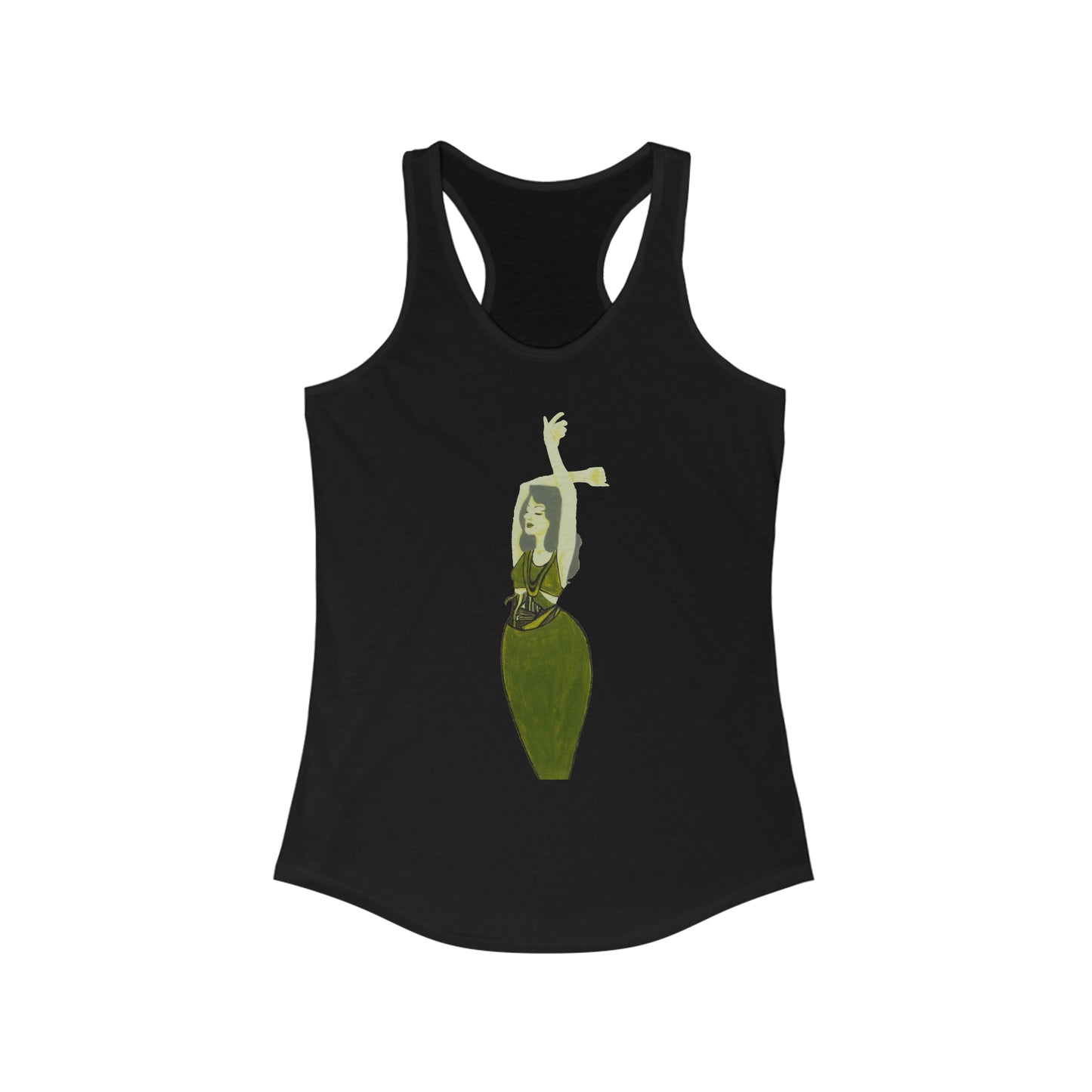 "The MODels" - Green Gold Female - Standalone Figure - Women's Ideal Racerback Tank