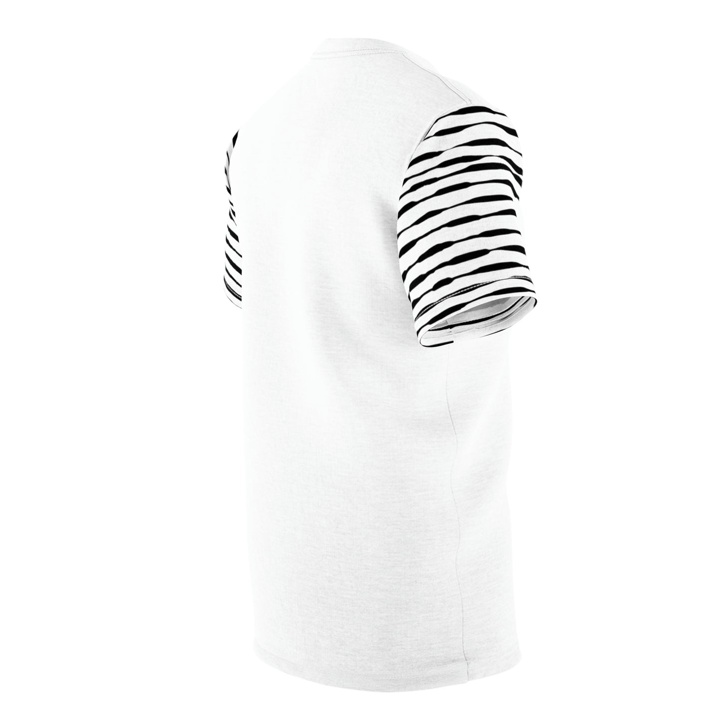 Coin Stack Pattern with LaBell Label - Black on White - Sleeve Coverage - Unisex Cut & Sew Tee
