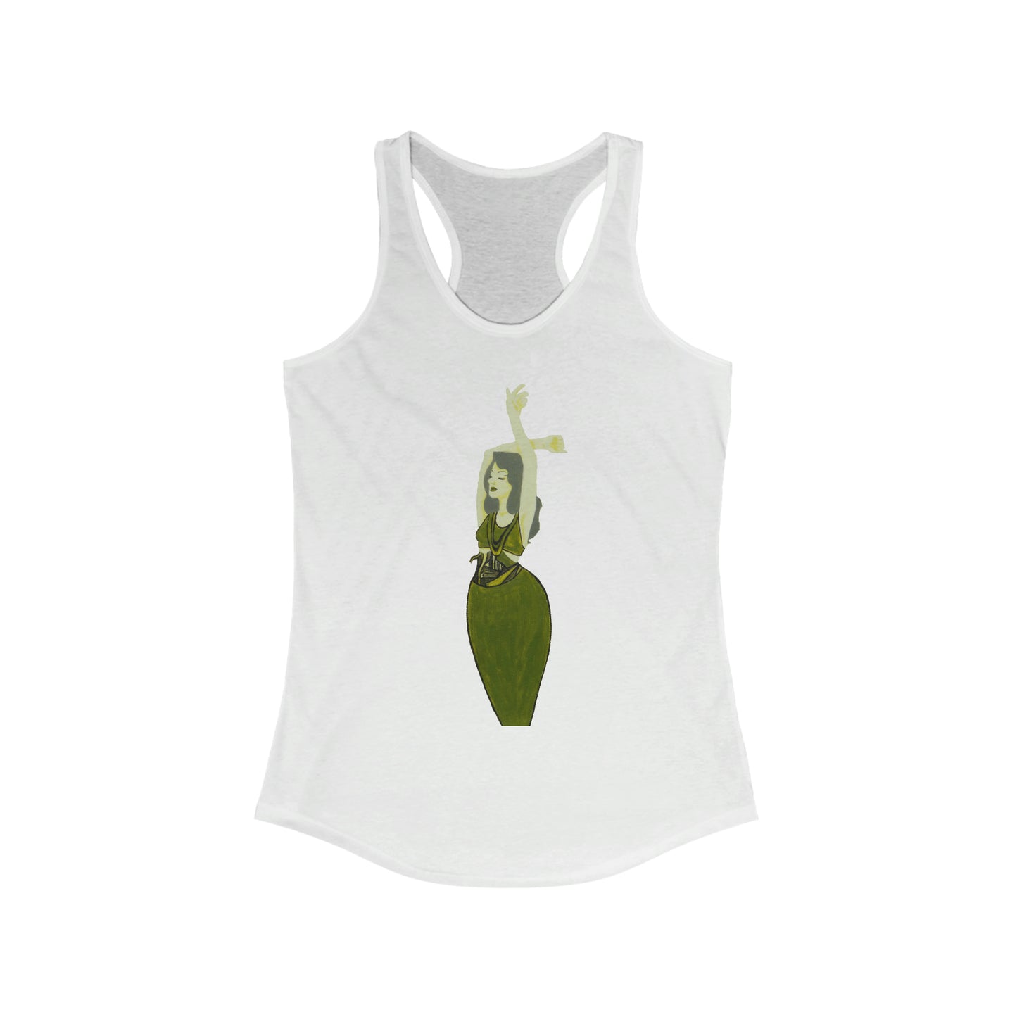 "The MODels" - Green Gold Female - Standalone Figure - Women's Ideal Racerback Tank