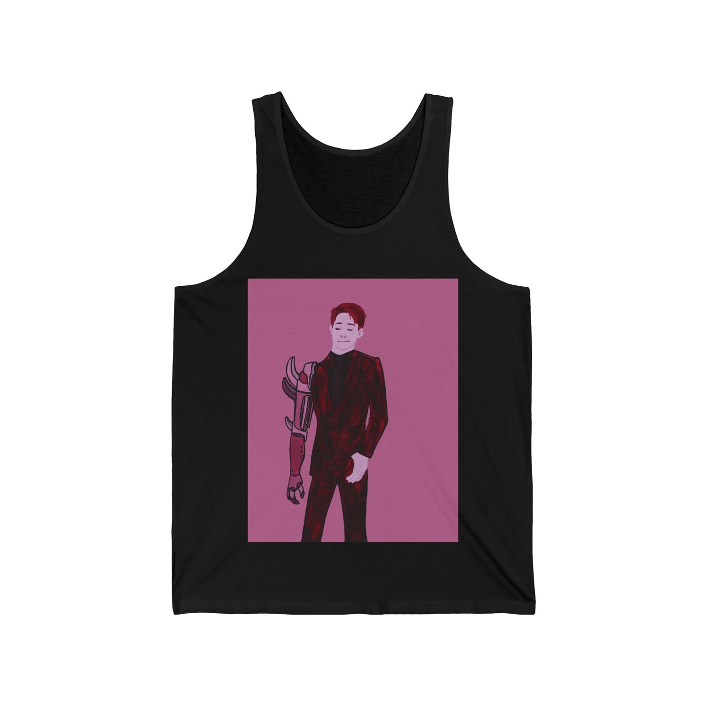 "The MODels" - Alizarin Crimson Male MODel - with Solid Background - Unisex Jersey Tank