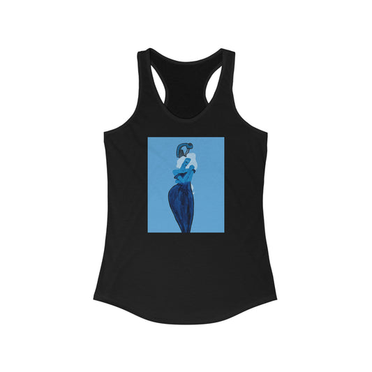 "The MODels" - Prussian Blue Female - with Solid Background - Women's Ideal Racerback Tank