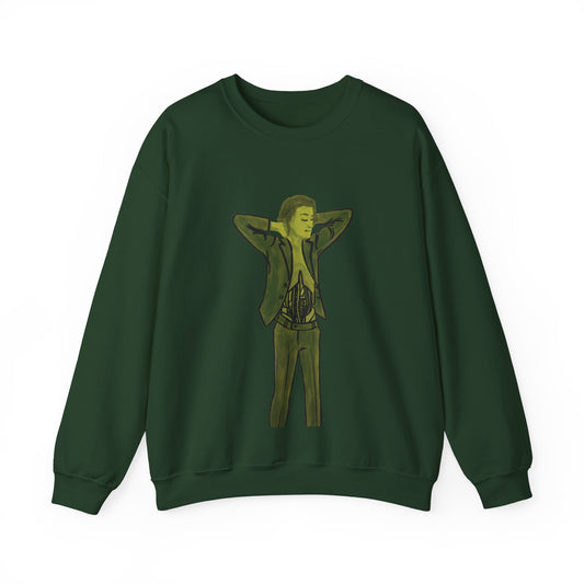 "The MODels" - Green Gold Male MODel - Standalone Figure - Unisex Crewneck Sweatshirt