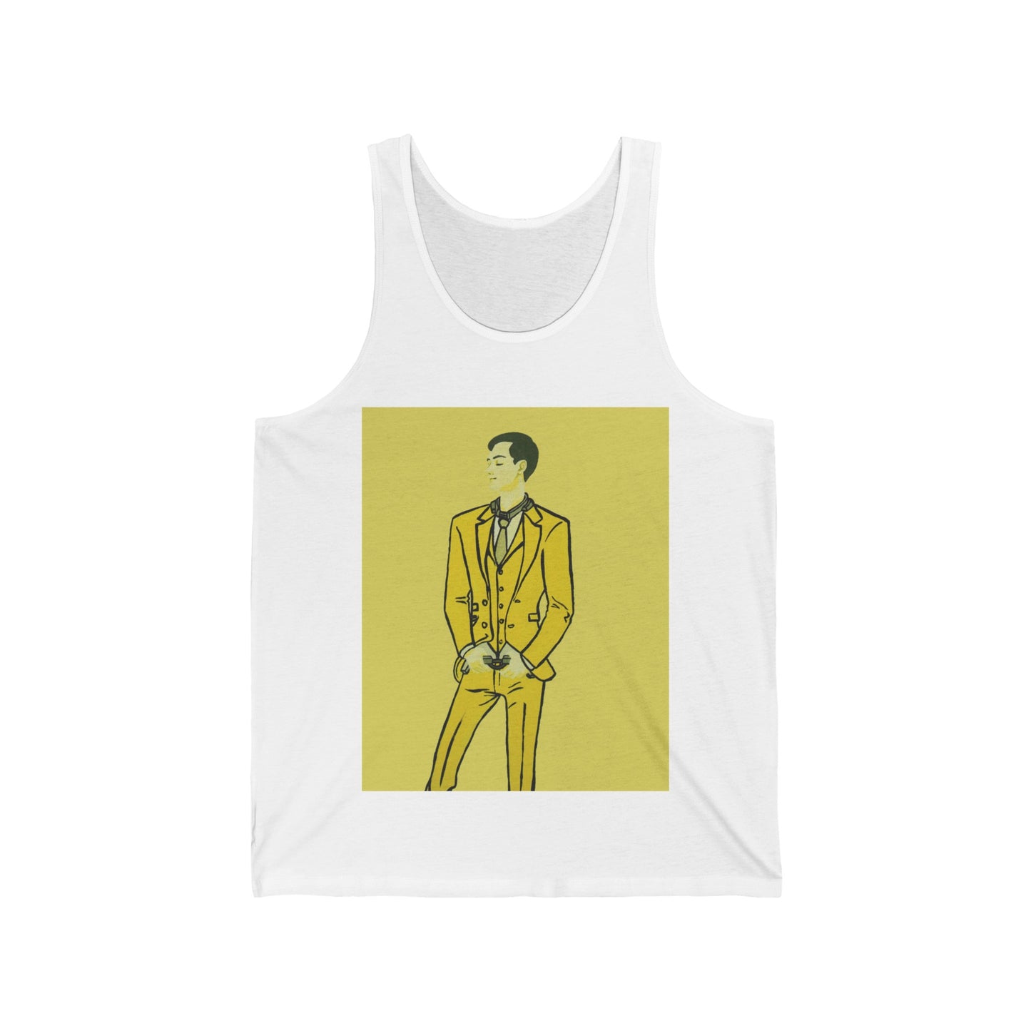 "The MODels" - C.P. Cadmium Yellow Male MODel - with Solid Background - Unisex Jersey Tank