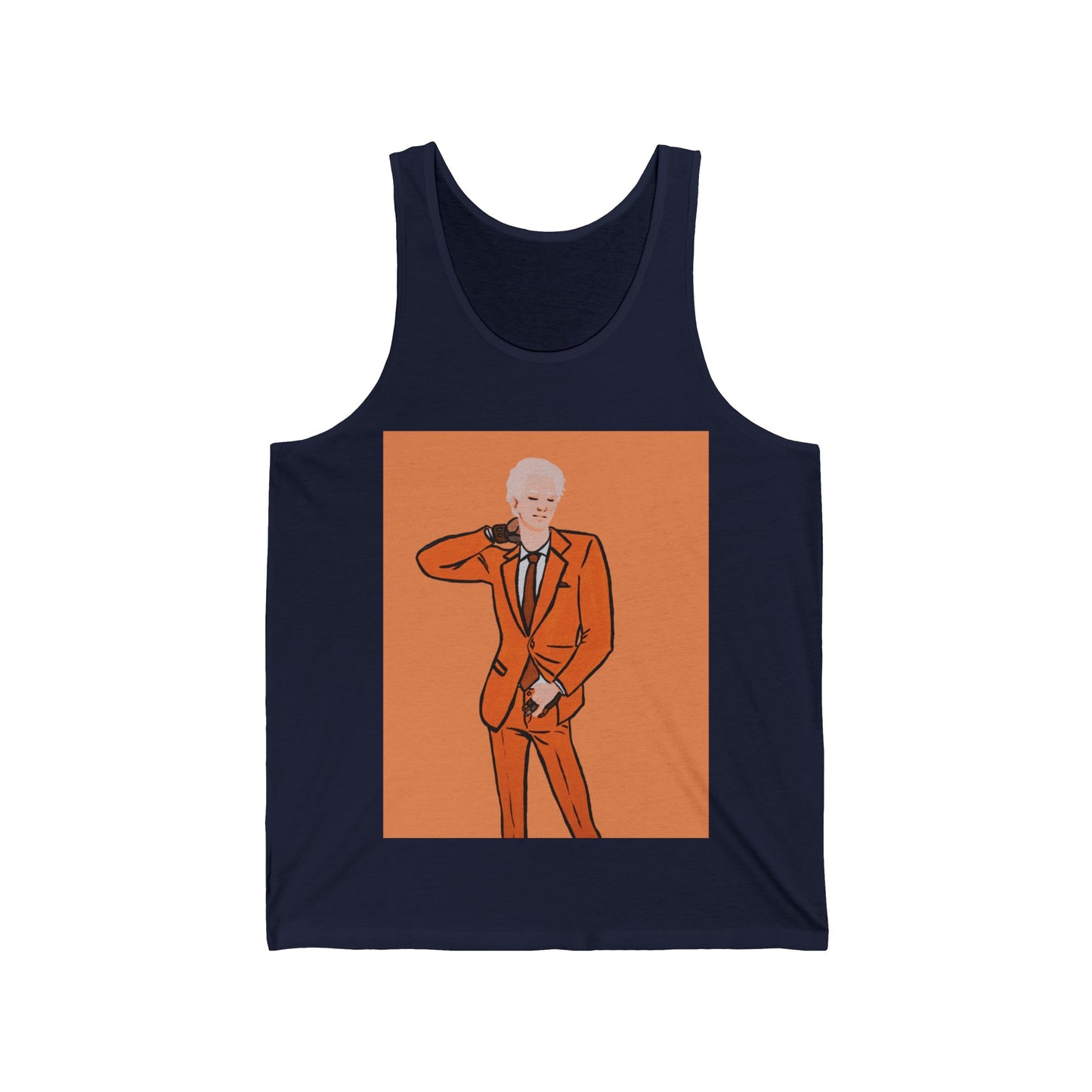 "The MODels" - C.P. Cadmium Orange Male MODel - with Solid Background - Unisex Jersey Tank