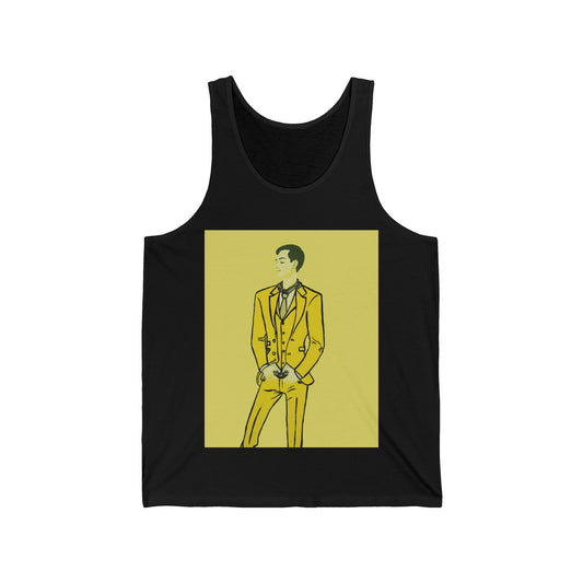 "The MODels" - C.P. Cadmium Yellow Male MODel - with Solid Background - Unisex Jersey Tank