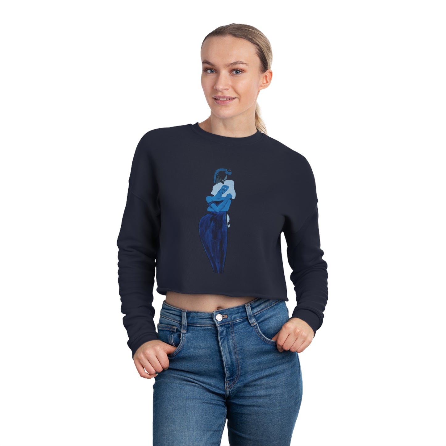 "The MODels" - Prussian Blue Female - Standalone Figure - Women's Cropped Sweatshirt