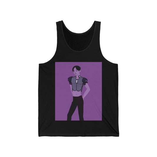 "The MODels" - Permanent Violet Dark Male MODel - with Solid Background - Unisex Jersey Tank