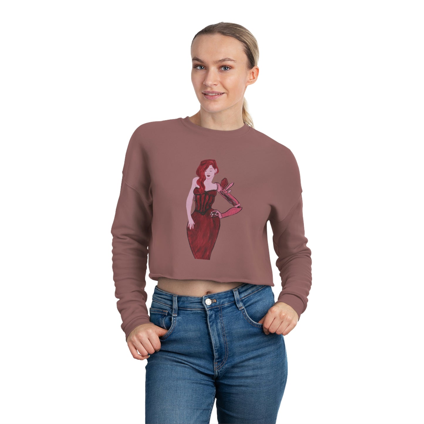 "The MODels" - Alizarin Crimson Female - Standalone Figure - Women's Cropped Sweatshirt