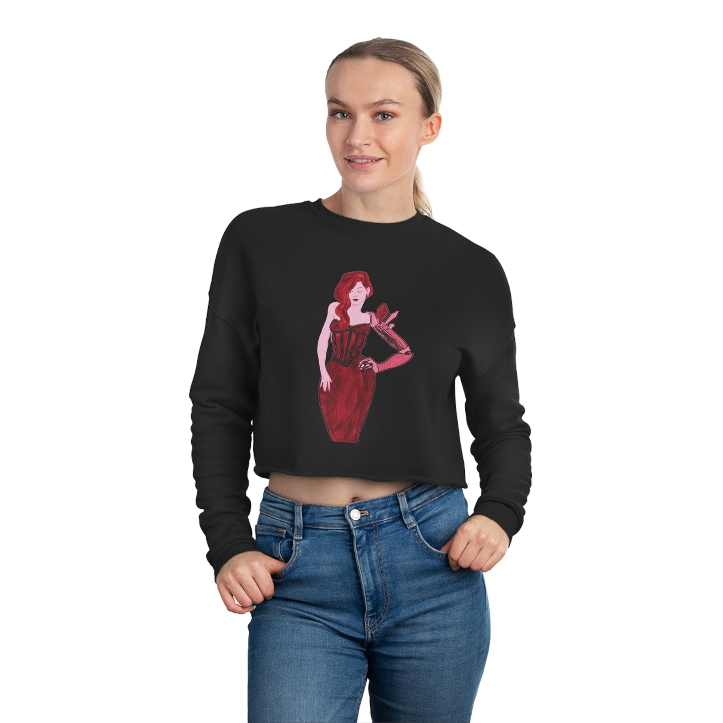 "The MODels" - Alizarin Crimson Female - Standalone Figure - Women's Cropped Sweatshirt