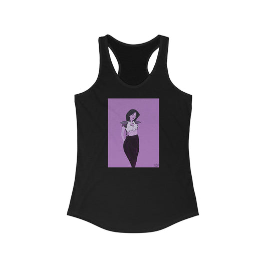 "The MODels" - Permanent Violet Dark Female - with Solid Background - Women's Ideal Racerback Tank