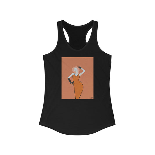 "The MODels" - C.P. Cadmium Orange Female - with Solid Background - Women's Ideal Racerback Tank