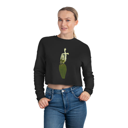 "The MODels" - Green Gold Female - Standalone Figure - Women's Cropped Sweatshirt
