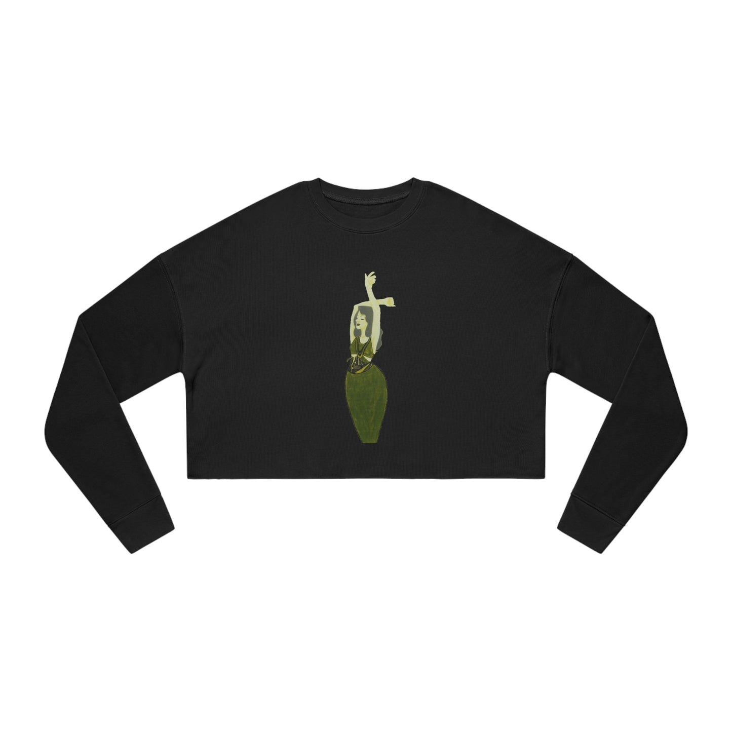 "The MODels" - Green Gold Female - Standalone Figure - Women's Cropped Sweatshirt