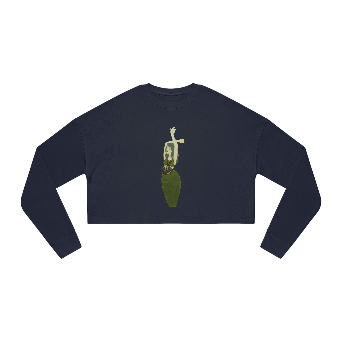 "The MODels" - Green Gold Female - Standalone Figure - Women's Cropped Sweatshirt