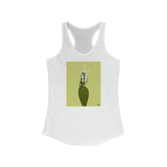 "The MODels" - Green Gold Female - with Solid Background - Women's Ideal Racerback Tank