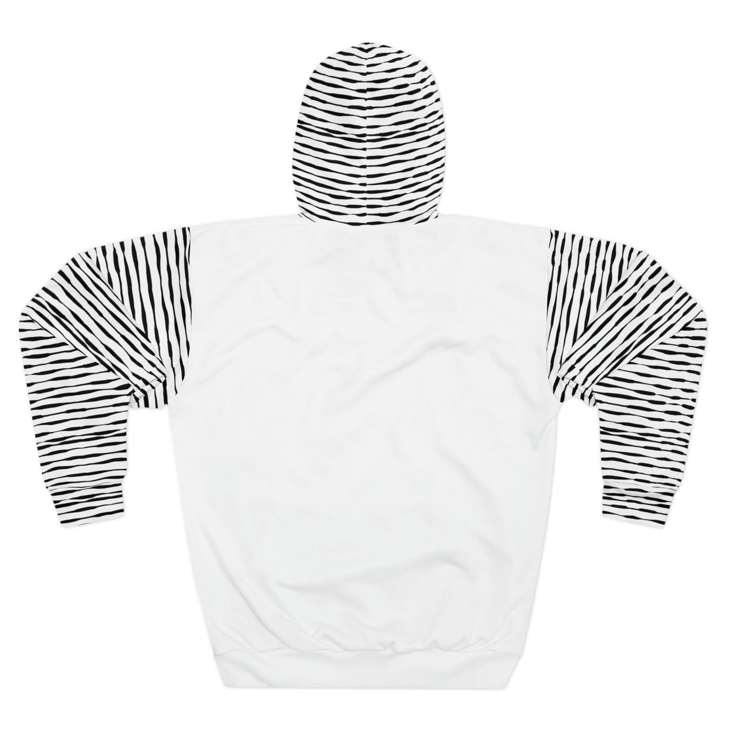 Coin Stack Pattern with LaBell Label - Black on White with Hood Coverage - Unisex Pullover Hoodie